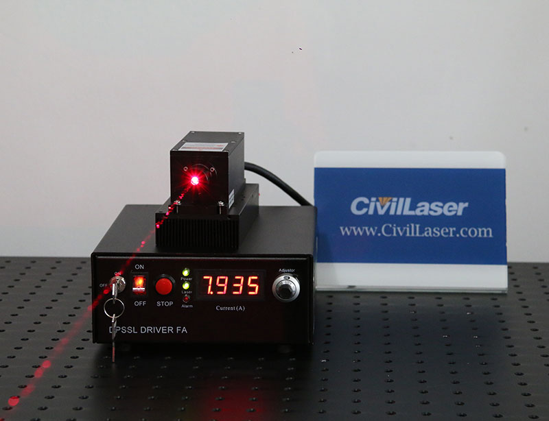 671nm 900mW 赤色 DPSSレーザー ダイオード励起固体レーザー